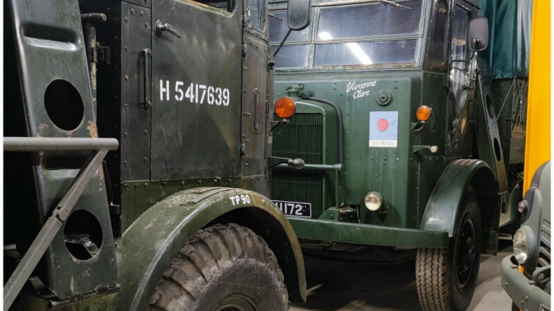 Military vehicles stand gaurd..